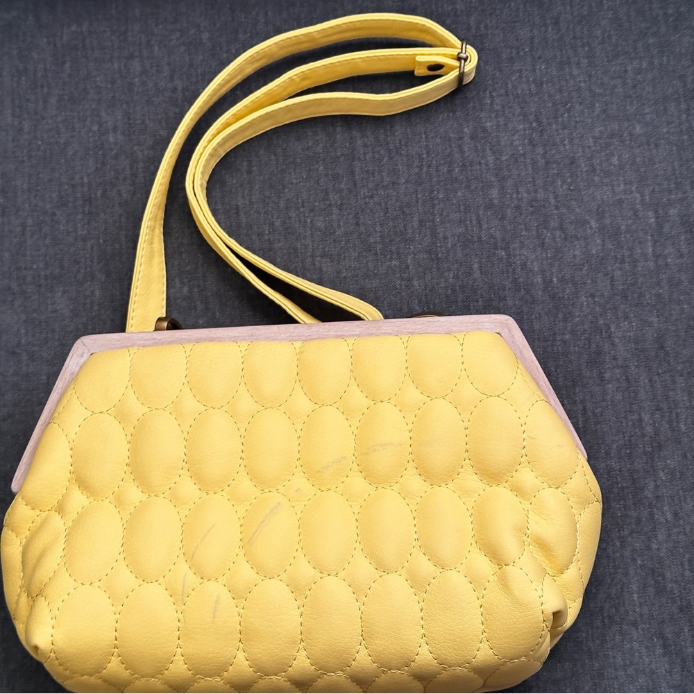 American Red Crow Limited Edition Yellow Purse with Wood Handles